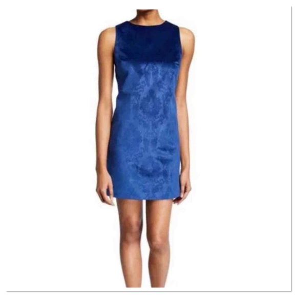 Alice + Olivia Velvet Clyde Damask Shift Dress Sleeveless Blue Size 6 - Picture 1 of 9